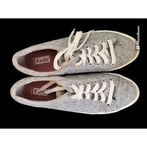 Keds Jump Kick WF65572 Gray Speckled Ribbed Knit Sneakers Shoes Sz 9.5